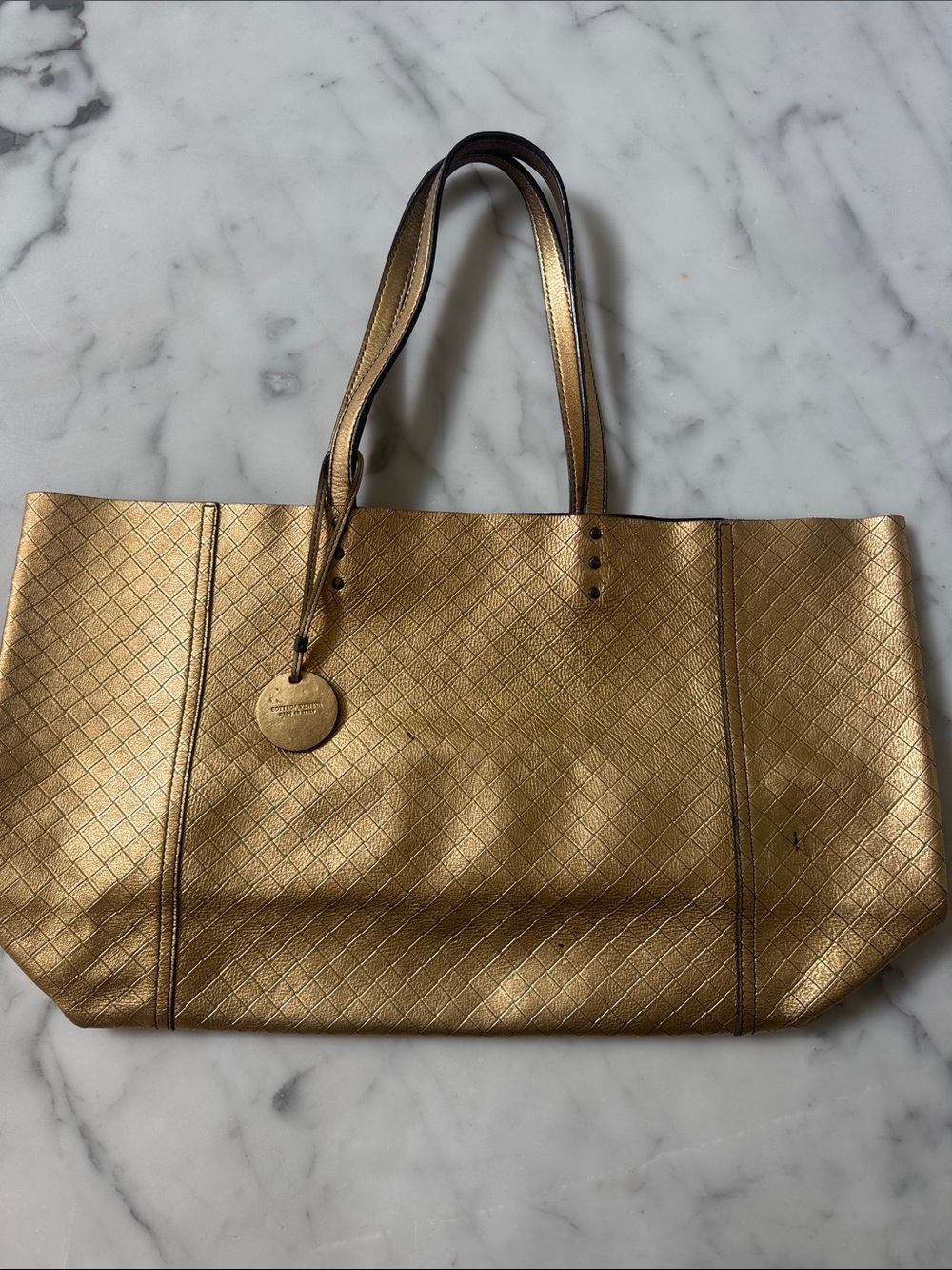Bottega Veneta Gold Woven Tote Bag